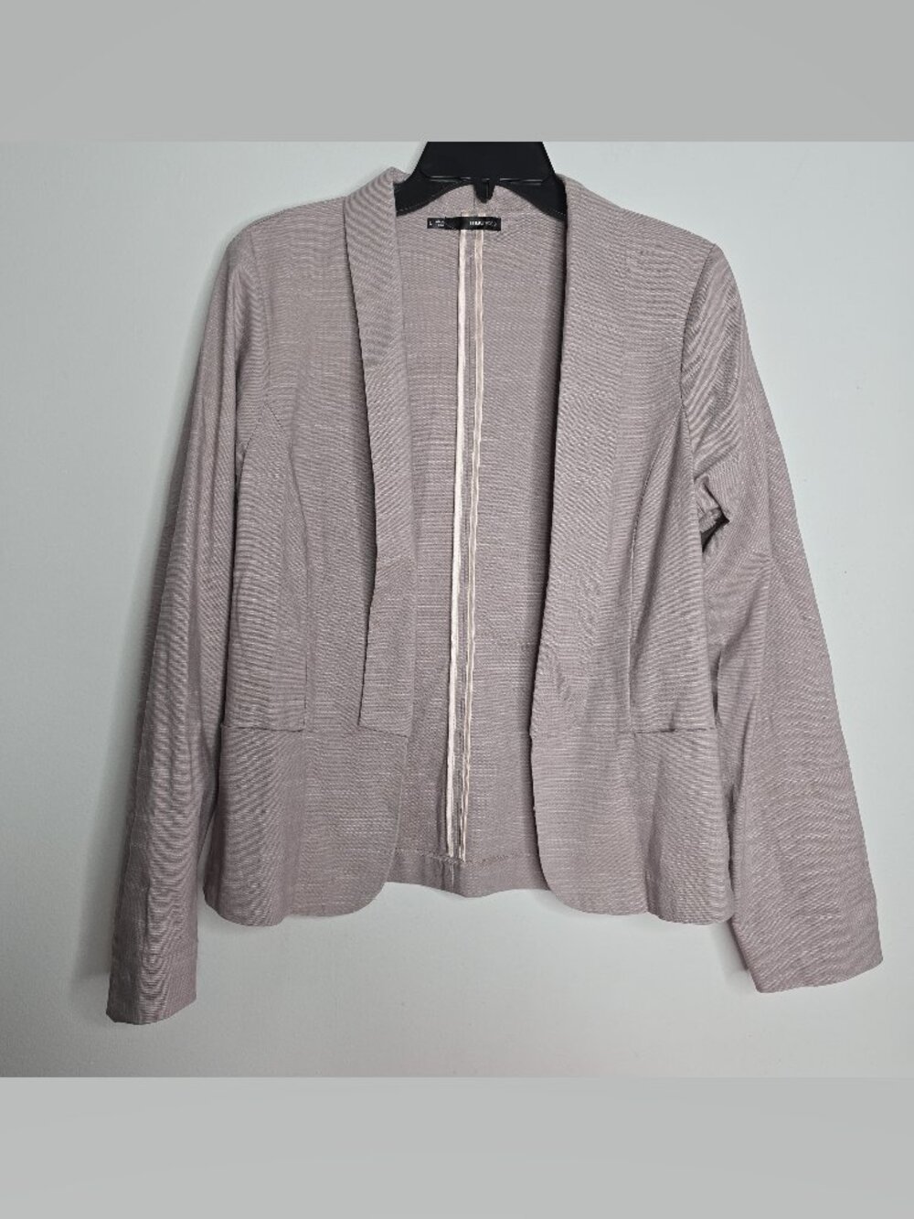 Maurices Womens Large Long Sleeve Blazer Jacket Open Front Lavender Cotton Blend
